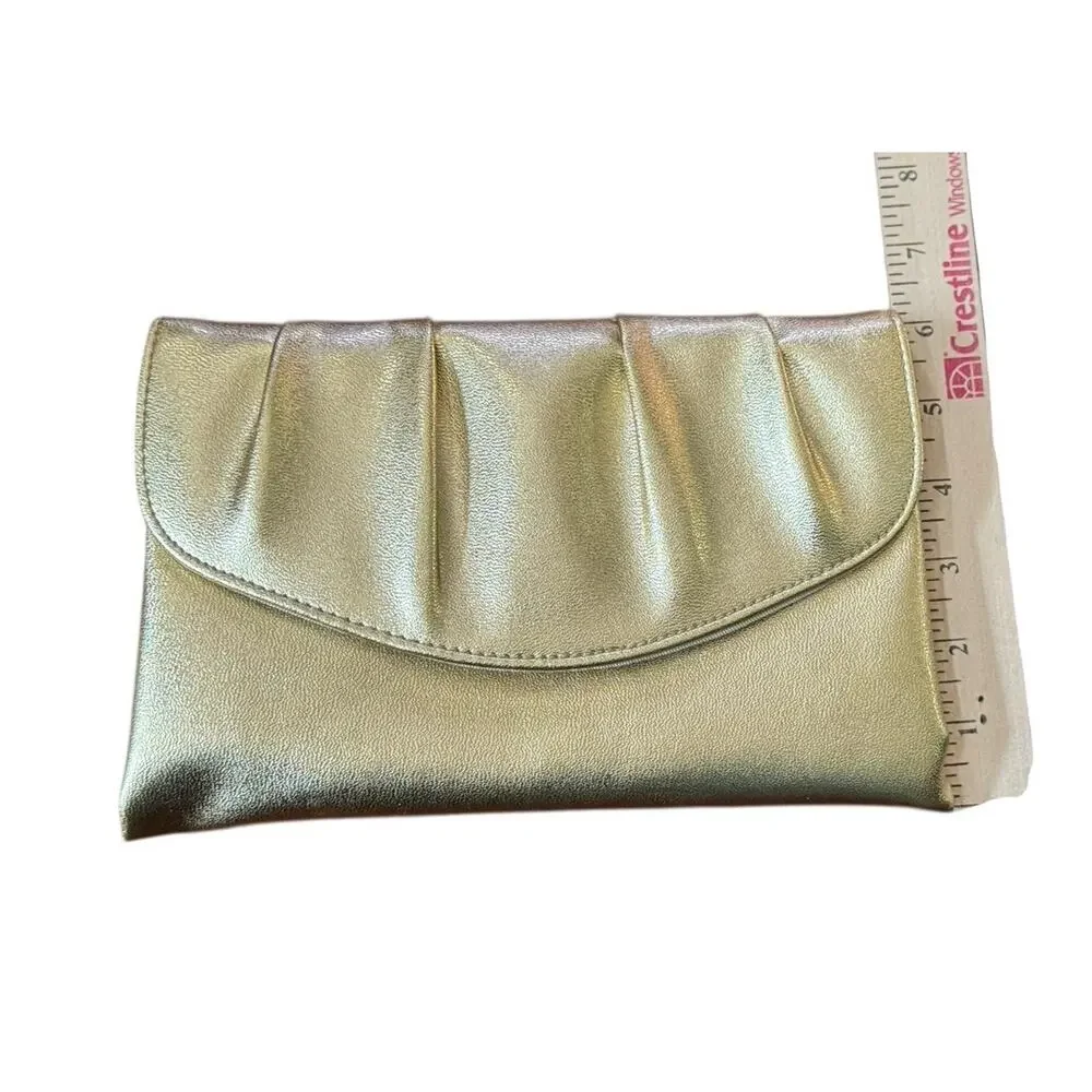 VTG Polished Gold Evening Bag‎ Pleated Clutch Party Purse 1978 Avon READ NOTE